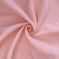 Ткань Муслин Жатый, цвет Нежно-Розовый (на отрез)  в Серпухове